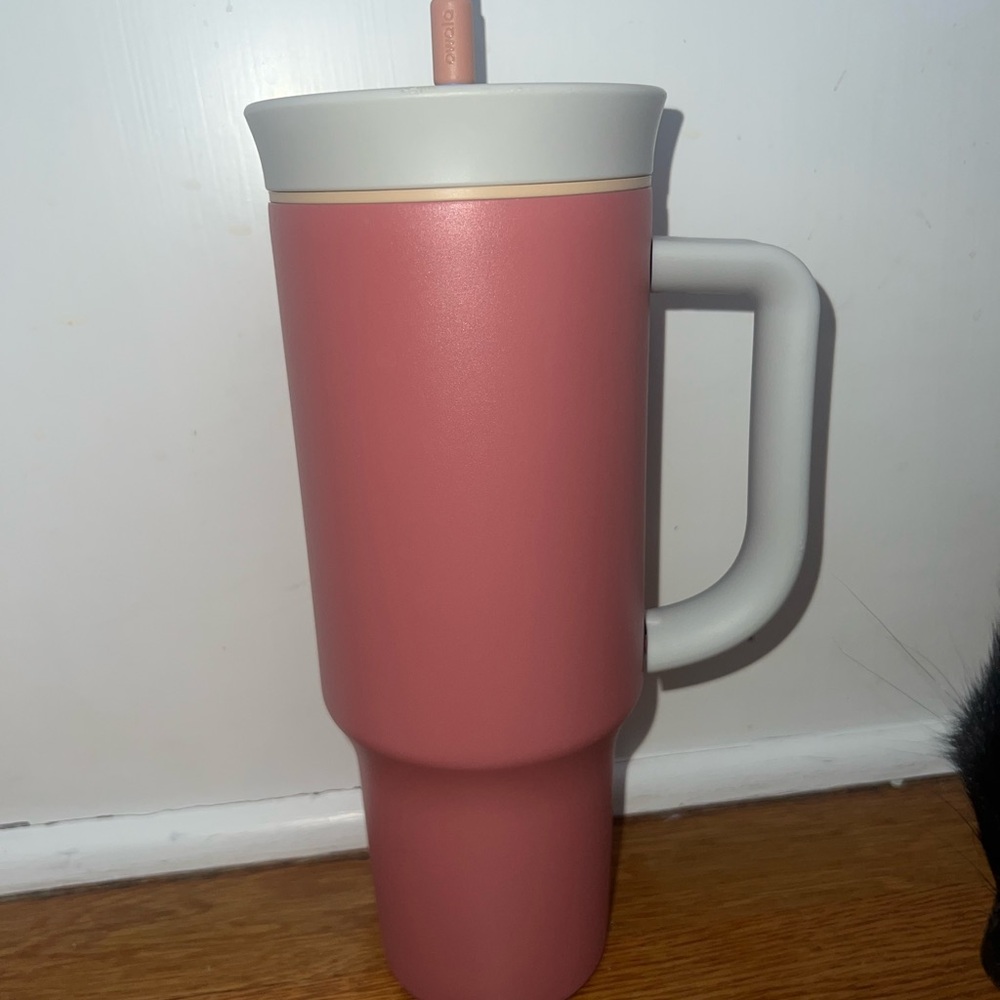 Owala Pink and Gray Travel Mug with Straw - Picture 3 of 5